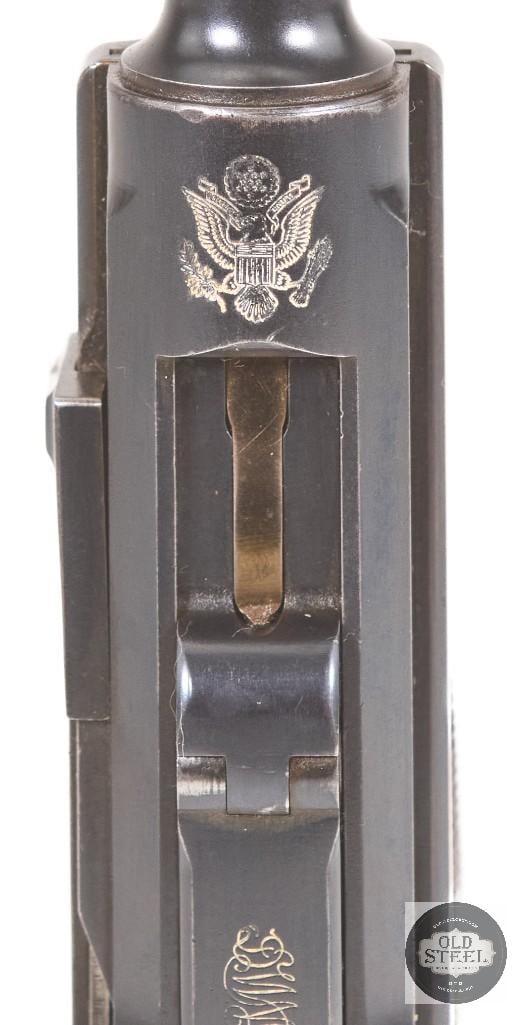 Rare US Trials 1900 DWM American Eagle Luger .30 w/ Matching Numbers & Rare H. Luthy Muzzle Cover - 2