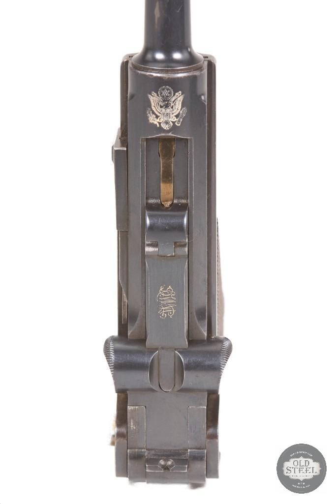 Rare US Trials 1900 DWM American Eagle Luger .30 w/ Matching Numbers & Rare H. Luthy Muzzle Cover - 5