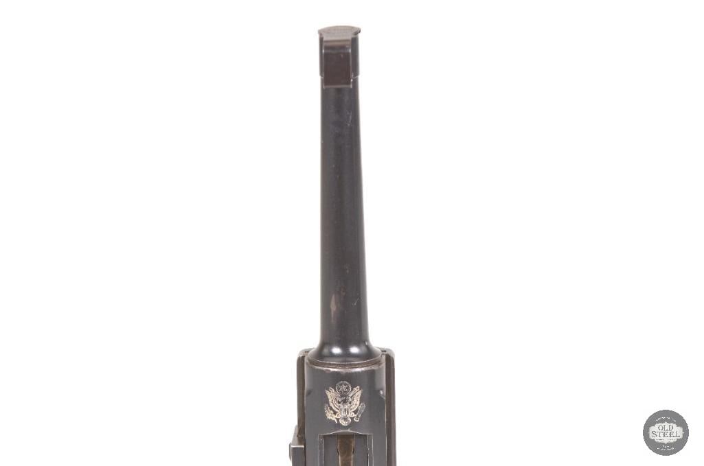 Rare US Trials 1900 DWM American Eagle Luger .30 w/ Matching Numbers & Rare H. Luthy Muzzle Cover - 6