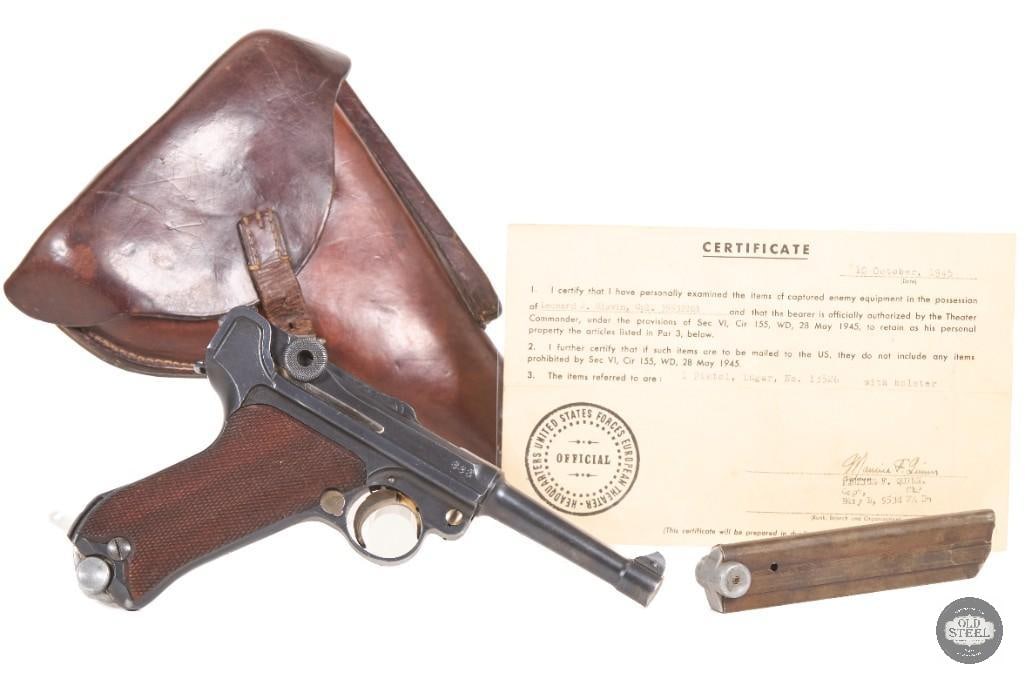 DWM 1920 Police Luger 9mm Unit Marked w/ Capture Papers, Matching Mag, Holster & Tool (1 of 15)