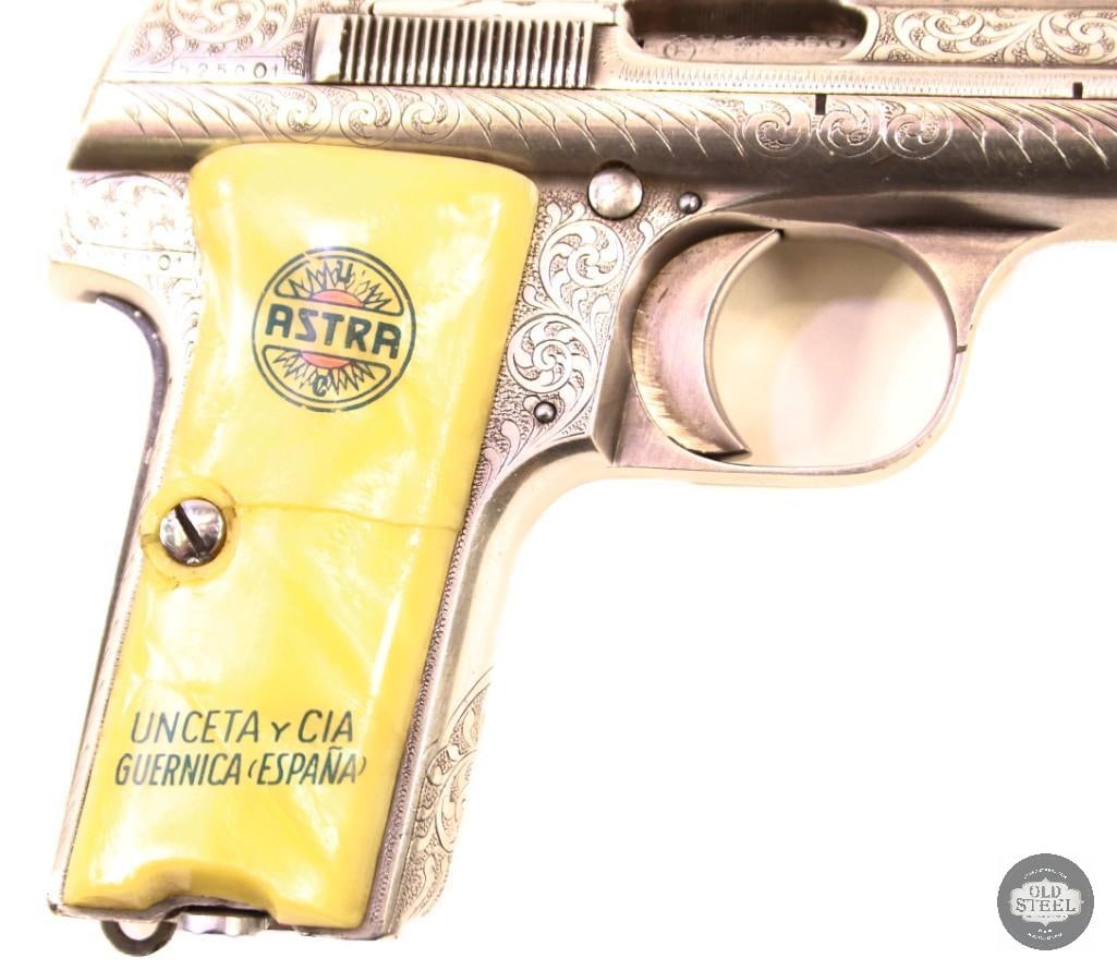 Rare Condor Legion Astra M300 .380 ACP MFG 1938-1939 Engraved Nickel Pistol w/ Pearlite Grips. - 4