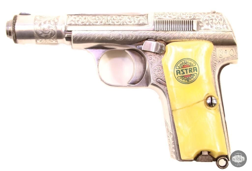 Rare Condor Legion Astra M300 .380 ACP MFG 1938-1939 Engraved Nickel Pistol w/ Pearlite Grips. - 5