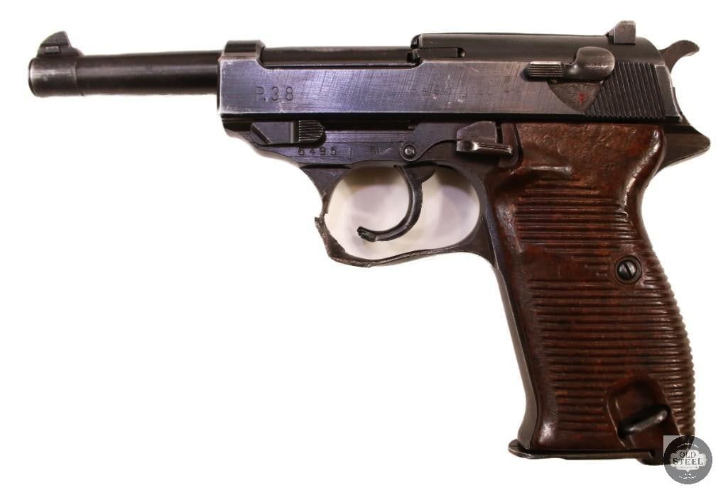 Battle-Damaged AC44 Walther P38 9mm w/ Capture Papers Copy, 1944 Holster & Matching Parts - 3