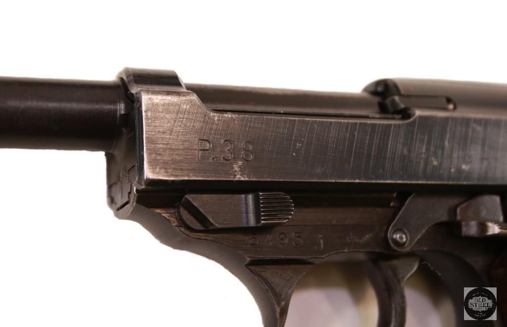 Battle-Damaged AC44 Walther P38 9mm w/ Capture Papers Copy, 1944 Holster & Matching Parts - 5