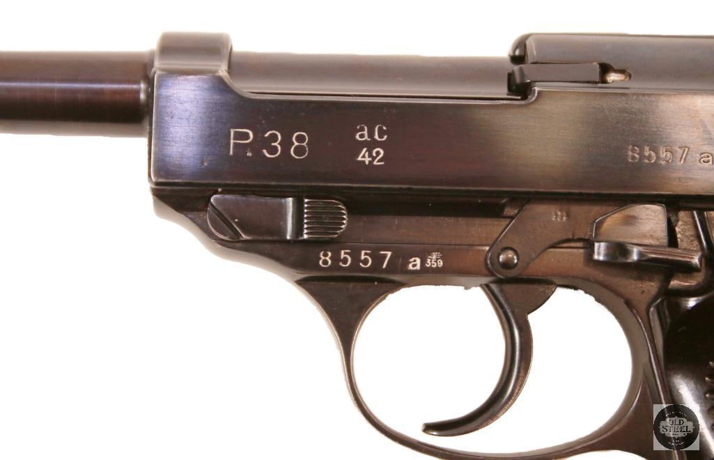 Walther AC42 P38 9mm w/ Two Matching Magazines, All Matching Numbers & Refinished Blue - 3