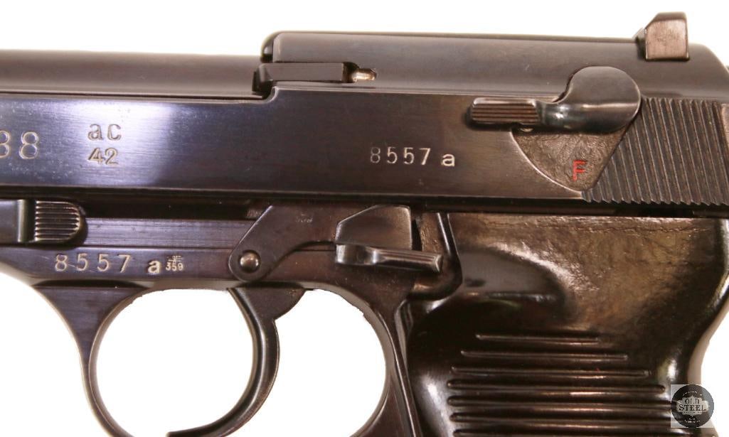 Walther AC42 P38 9mm w/ Two Matching Magazines, All Matching Numbers & Refinished Blue - 4