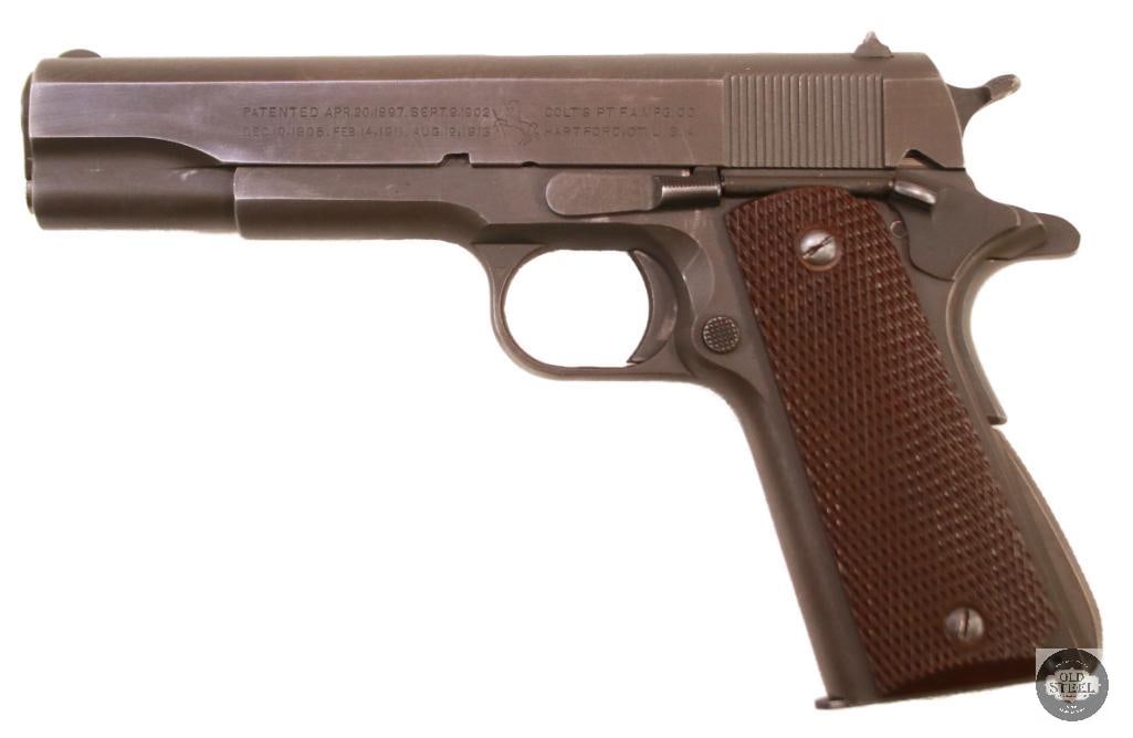 WWII Colt M1911A1 .45 ACP w/ Dog Tags, Theater-Made Cross Draw Holster & WB Inspection - 3