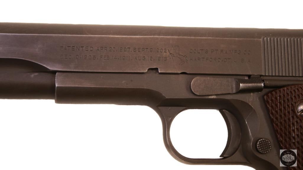 WWII Colt M1911A1 .45 ACP w/ Dog Tags, Theater-Made Cross Draw Holster & WB Inspection - 4