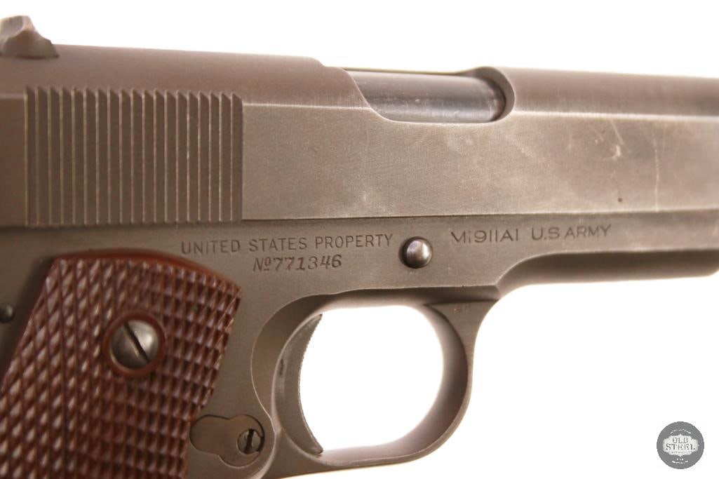 WWII Colt M1911A1 .45 ACP w/ Dog Tags, Theater-Made Cross Draw Holster & WB Inspection - 8