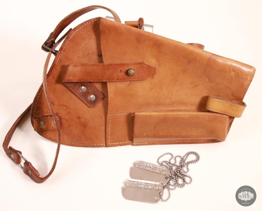 WWII Colt M1911A1 .45 ACP w/ Dog Tags, Theater-Made Cross Draw Holster & WB Inspection - 9