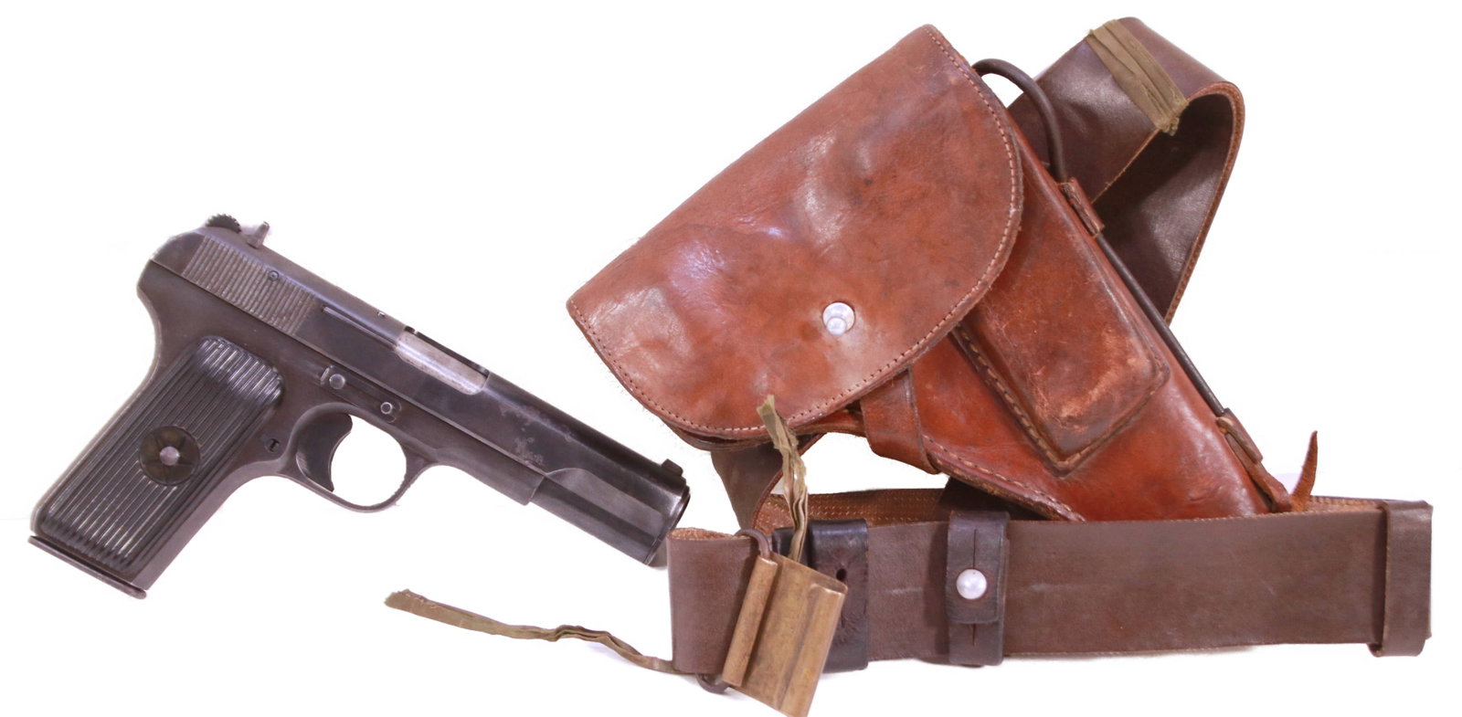 1966 Chinese Type 54 Tokarev 7.62x25 Vietnam Bring-Back Configuration, Complete Military Rig: Offered in this lot is a highly desirable Chinese Type 54 Tokarev pistol manufactured in 1966 and chambered in the powerful 7.62x25 Tokarev cartridge. This exceptional example is particularly