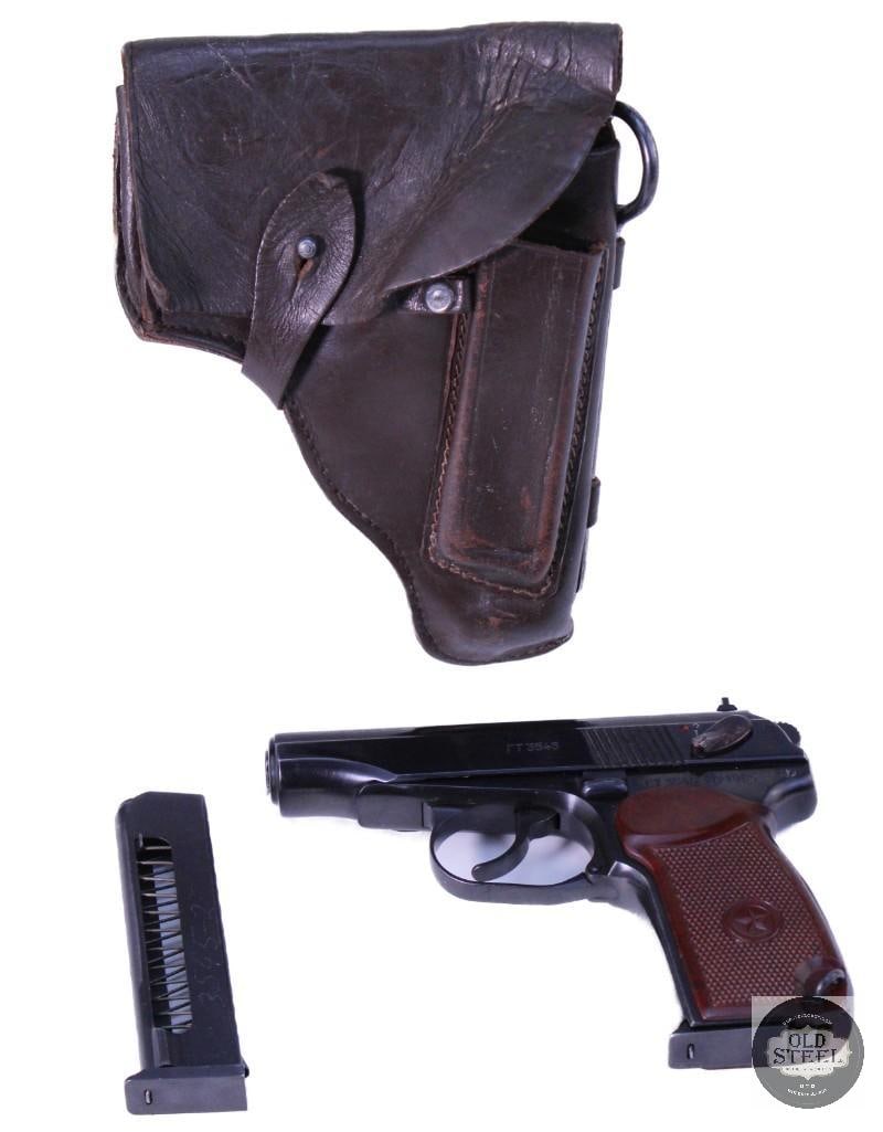 Russian Izhevsk Makarov PM 9x18 MFG 1965 Matching w/ Holster, Rod, 2 Mags & No Import Marks: Offered in this lot is a highly desirable Russian Makarov PM pistol manufactured at the famed Izhevsk Arsenal in 1965. Chambered in 9x18 Makarov, this exceptional Cold War-era sidearm remains in