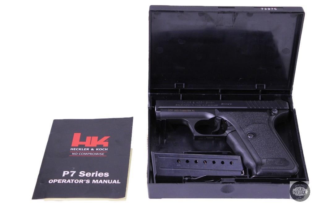 HK P7 9mm Luger MFG 1987 Matching Box, Papers & Spare Magazine, Excellent Condition - 2