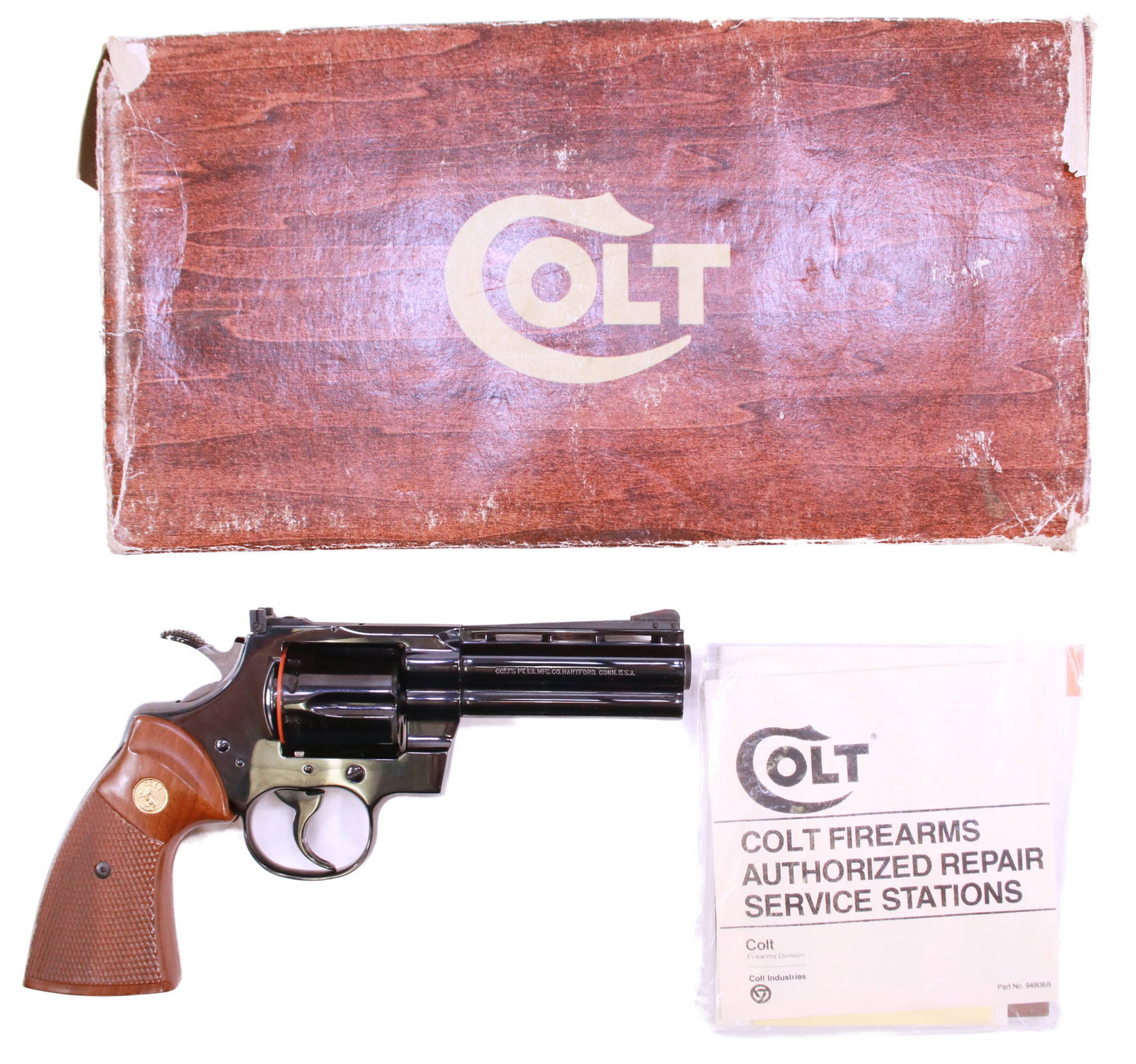 Colt Python .357 Magnum 4" Blued Revolver w/ Box, Papers & Near Mint Condition (1 of 8)