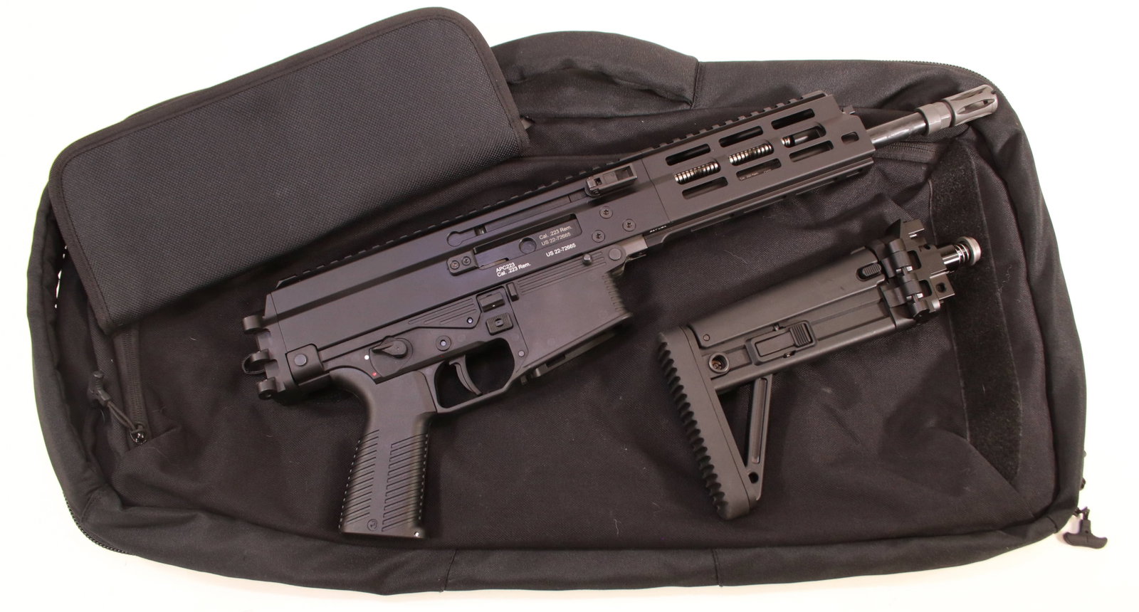 B&T APC223 Pro 10.5" .223 Rem Pistol w/ Stock Assembly, Case & Like New Condition: Offered in this lot is a premium B&T APC223 Pro Pistol chambered in .223 Remington, one of the finest compact rifle-caliber platforms available today. Manufactured in Switzerland by Brugger & Thomet,
