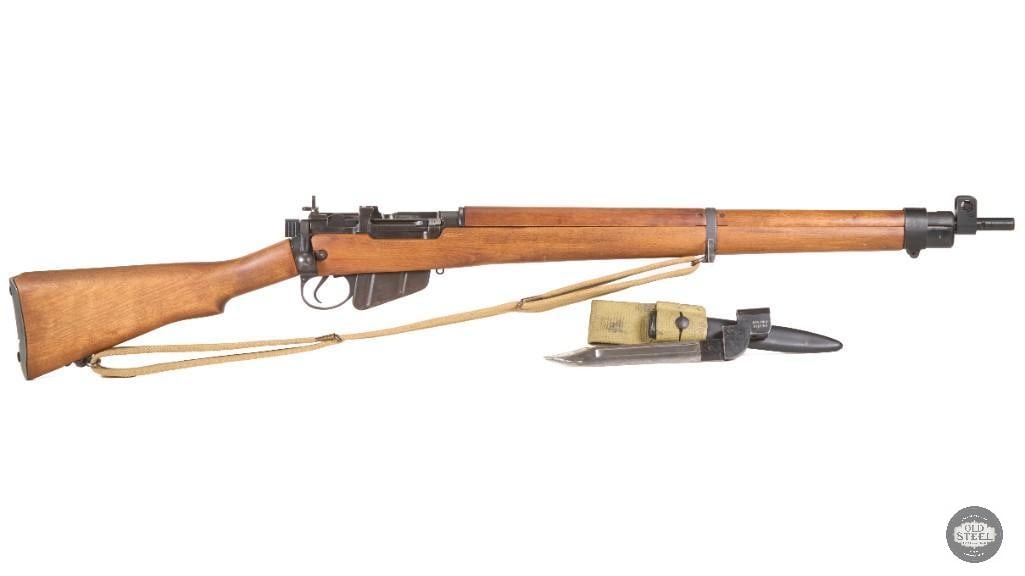 1942 Long Branch Lee-Enfield No.4 Mk1* Rifle w/ No.9 Mk1 Bayonet & Canvas Sling: Up for auction is a desirable 1942 Long Branch Lee-Enfield No.4 Mk1* rifle, a Canadian-produced example of the famous Lee-Enfield service rifle family. Manufactured by Long Branch during the WWII