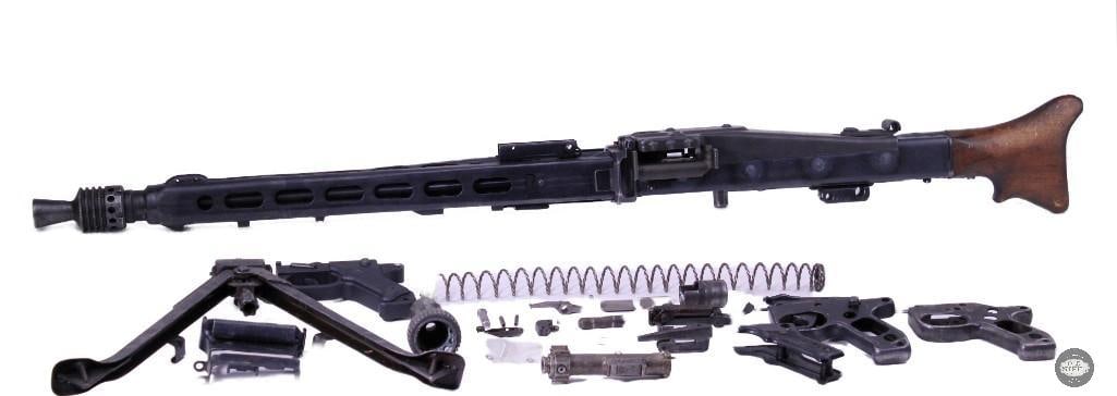 MG42 Parts Kit w/ Semi-Auto Receiver & Trigger Group Gunsmith Project: Offered is an MG42 parts kit consisting of original parts removed from a full-auto MG42, accompanied by a semi-auto receiver and semi-auto trigger group. This lot includes an assortment of additional 