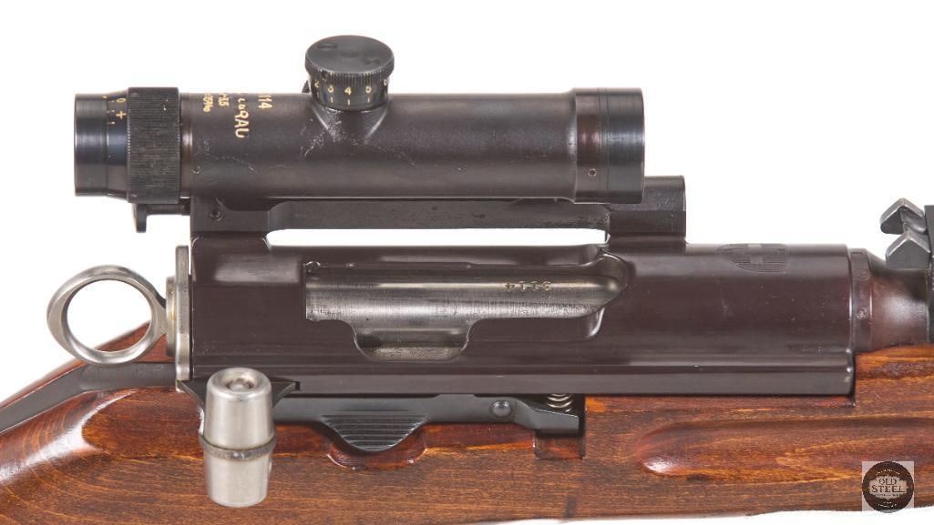 Swiss ZFK 55 Sniper Rifle 7.5x55mm Matching Scope, Scope Case, Magazine & Bipod - 15