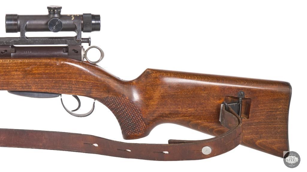 Swiss ZFK 55 Sniper Rifle 7.5x55mm Matching Scope, Scope Case, Magazine & Bipod - 9