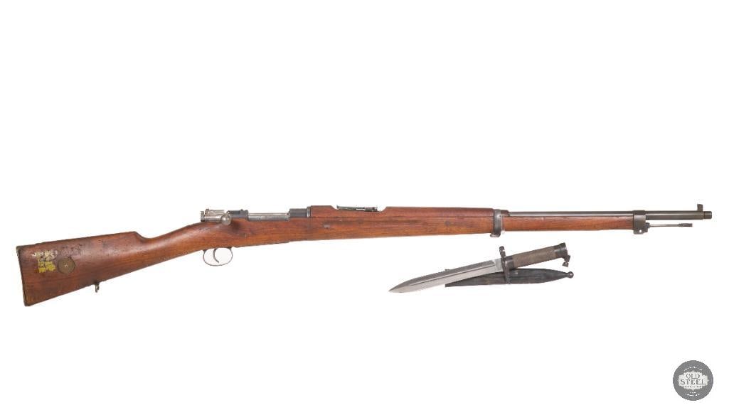 Carl Gustafs M96 6.5 Swedish Mauser Rifle w/ Bayonet, Matching Numbers: This impressive Carl Gustafs M96 Mauser rifle is chambered in 6.5 Swedish and features a desirable 29-inch barrel with a threaded muzzle and thread cover present. The rifle is accompanied by a bayonet