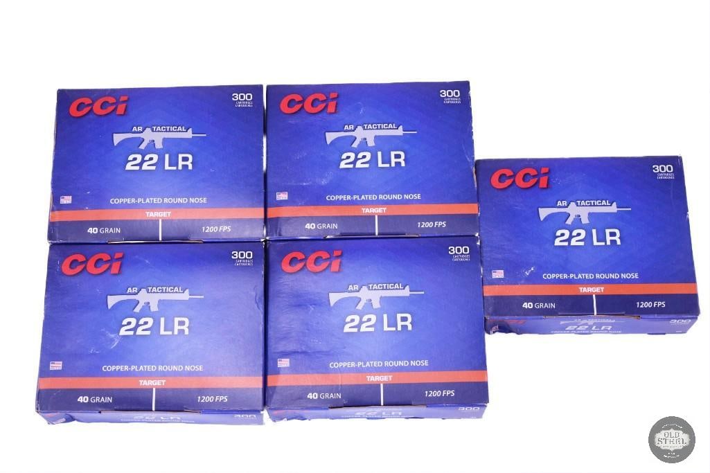 1500 rounds of CCI .22 Long Rifle (LR), 40 Grain: One lot of 1500 rounds of CCI .22 Long Rifle (LR), 40 Grain THIS ITEM IS AS PICTURED WITH NO FURTHER ATTACHMENTS. ALL SALES ARE FINAL. PLEASE REFER TO