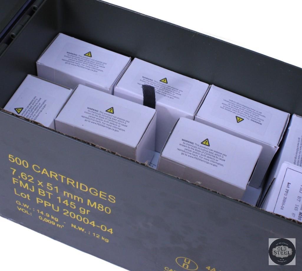 380 rounds of 7.62x51 NATO, M80, 145 grain, in metal ammo can: One lot of 380 rounds of 7.62x51 NATO, M80, 145 grain, in metal ammo can THIS ITEM IS AS PICTURED WITH NO FURTHER ATTACHMENTS. ALL SALES ARE FINAL. PL