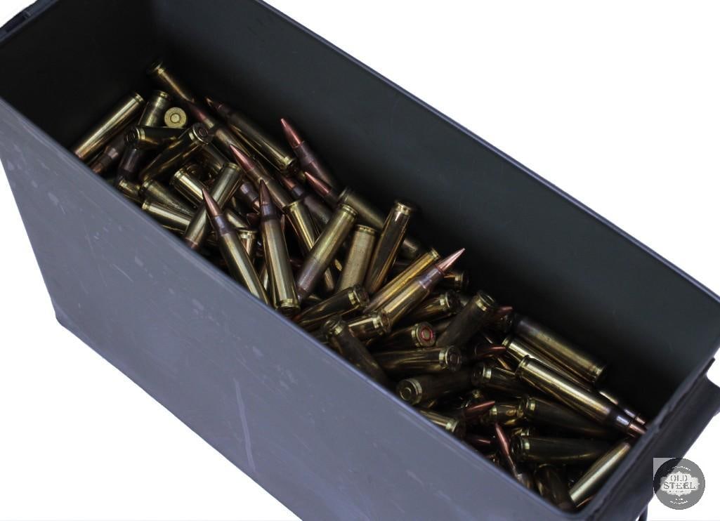 15.5 LBS ammo can of loose 5.56 NATO ammunition: One lot consisting of 15.5 LBS ammo can of loose 5.56 NATO ammunition THIS ITEM IS AS PICTURED WITH NO FURTHER ATTACHMENTS. ALL SALES ARE FINAL. PLEAS