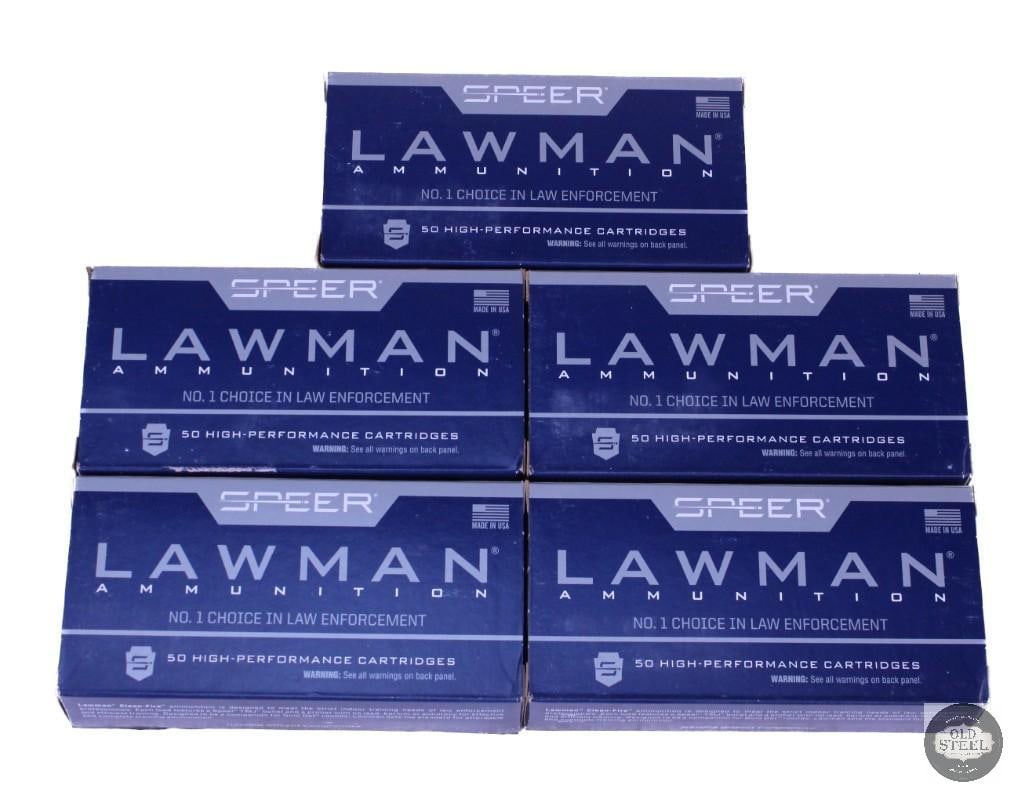250 rounds of Speer Lawman 45 Auto, 185 grain: One lot of 250 rounds of Speer Lawman 45 Auto, 185 grain THIS ITEM IS AS PICTURED WITH NO FURTHER ATTACHMENTS. ALL SALES ARE FINAL. PLEASE REFER TO TH