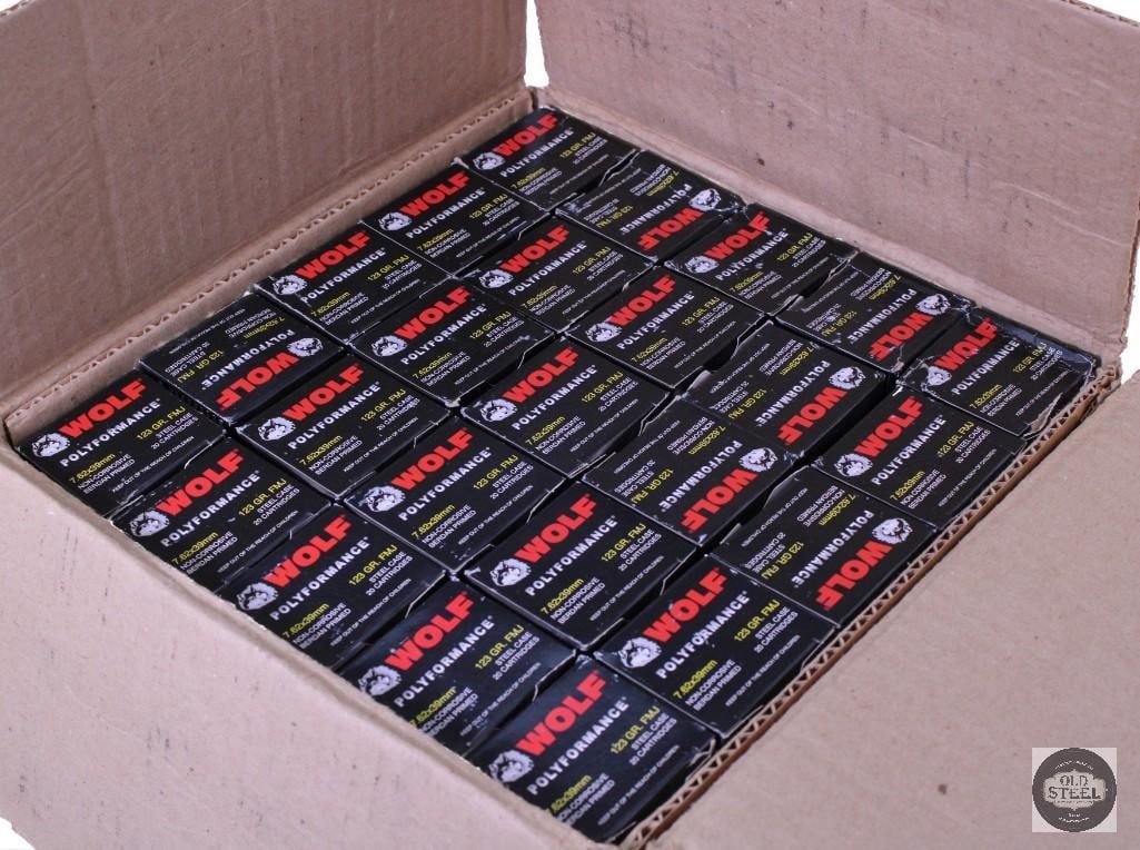 1000 round case of Wolf Polyformance 7.62x39, 123 grain, steel case ammunition: One lot of 1000 round case of Wolf Polyformance 7.62x39, 123 grain, steel case ammunition THIS ITEM IS AS PICTURED WITH NO FURTHER ATTACHMENTS. ALL SA