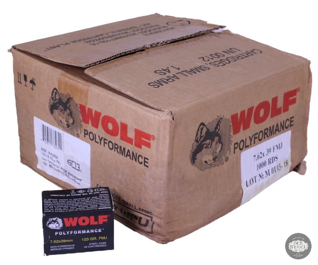 1000 round case of Wolf Polyformance 7.62x39, 123 grain, steel case ammunition - 2