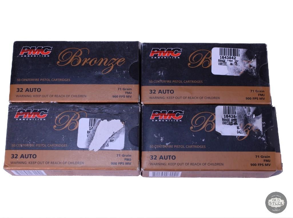 200 rounds of PMC Bronze .32 Auto, 71 grain: One lot of 200 rounds of PMC Bronze .32 Auto, 71 grain THIS ITEM IS AS PICTURED WITH NO FURTHER ATTACHMENTS. ALL SALES ARE FINAL. PLEASE REFER TO THE