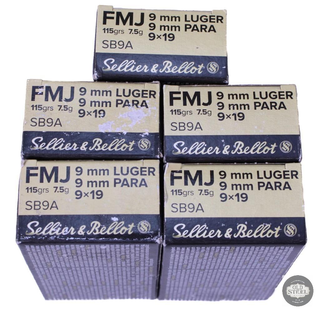 250 rounds Sellier and Bellot 9mm Luger, 115 grain - 2