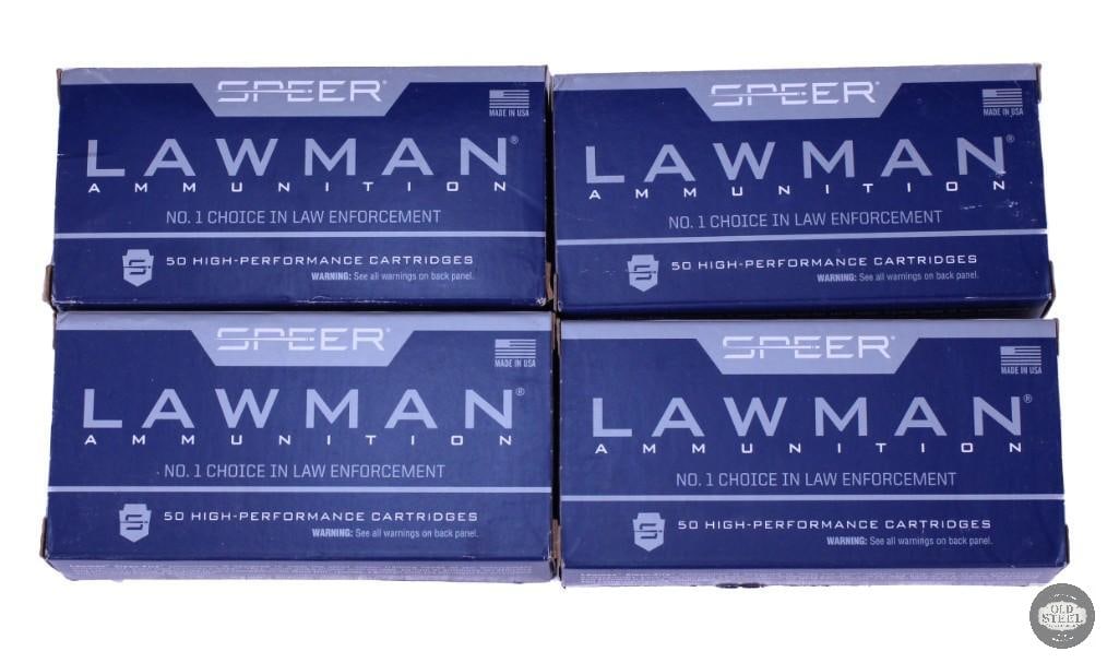 200 rounds of Speer Lawman 45 Auto, 185 grain: One lot of 200 rounds of Speer Lawman 45 Auto, 185 grain THIS ITEM IS AS PICTURED WITH NO FURTHER ATTACHMENTS. ALL SALES ARE FINAL. PLEASE REFER TO TH