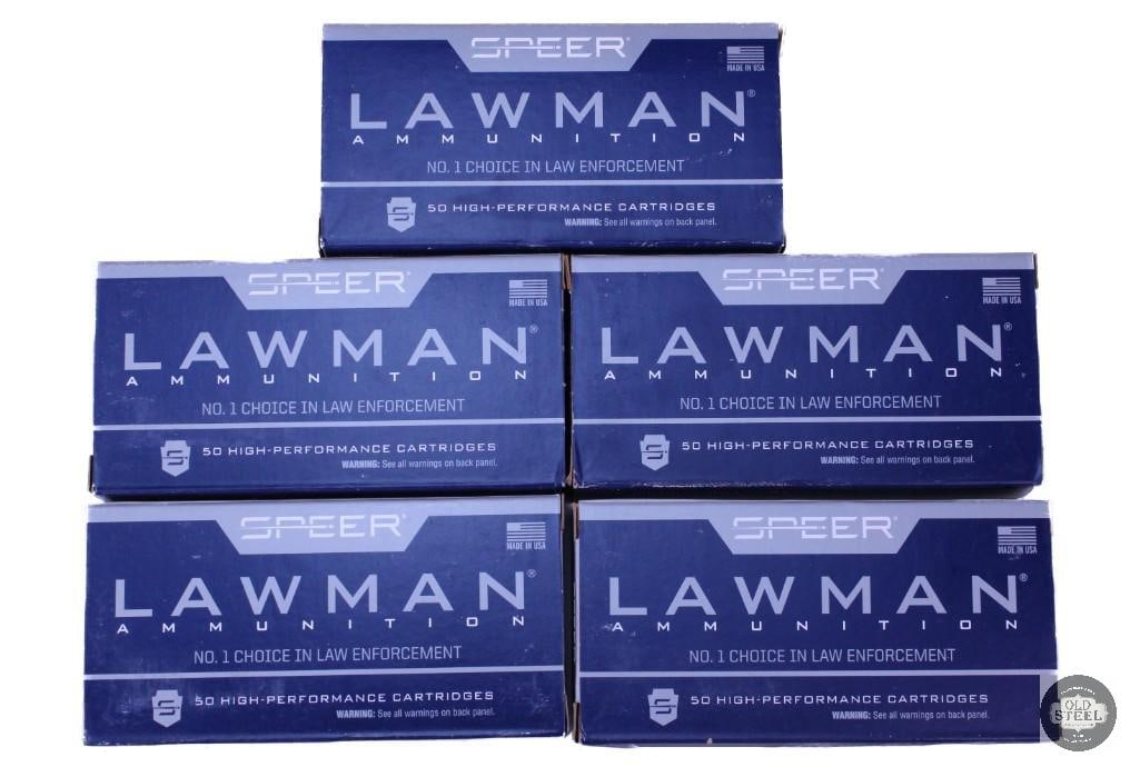 250 rounds of Speer Lawman 45 Auto, 185 grain: One lot of 250 rounds of Speer Lawman 45 Auto, 185 grain THIS ITEM IS AS PICTURED WITH NO FURTHER ATTACHMENTS. ALL SALES ARE FINAL. PLEASE REFER TO TH