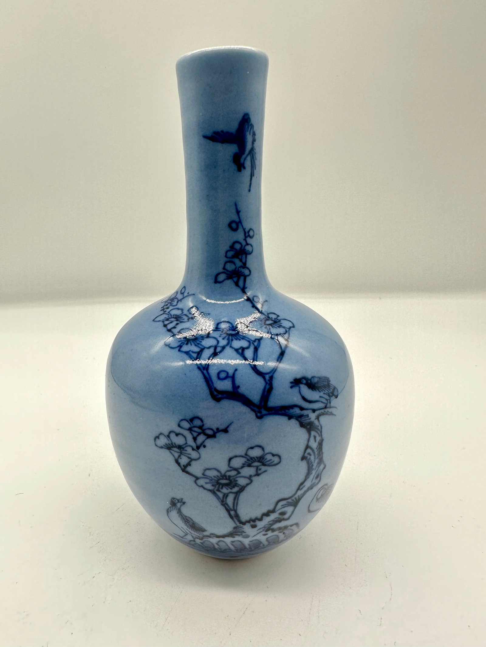 17th Century Blue-Glazed Bird and Floral Pattern Vase (1 of 5)