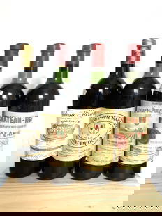 4 bouteilles de Bordeaux: Lot de 4 bouteilles de Bordeaux (niveaux bas): Château Trimoulet Saint-Émilion Grand Cru Classé 1979 Château Kirwan 3ème Grand Cru Classé Margaux 1977 Château