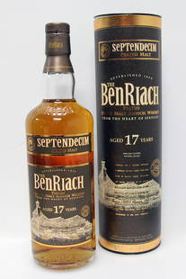 BENRIACH 17 ans: 1 bouteille de BenRiach 17 ans Septendecim Speyside Single Malt Scotch Whisky
