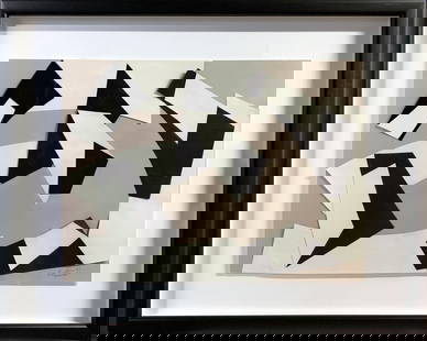 BARBEAU, Marcel (1925-2016): Piedmont Collage marouflé sur carton de 16 x 20 po signé au bas. Étiquette de vente à l'arrière.