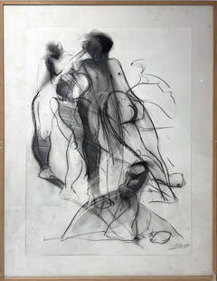BOUGIE, Louis-Pierre (1946-2021): Nu féminin, 1987 Fusain sur papier signé en bas à droite. Étiquette de la Galerie Aire du Verseau à Paris au dos. 61 x 46 cm
