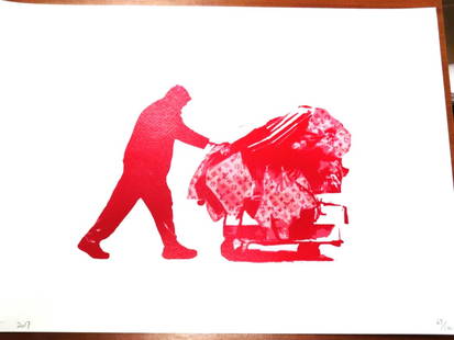 DEATH NYC: Sérigraphie originale signée et justifiée au crayon sur papier timbré à sec, 32 cm x 45 cm