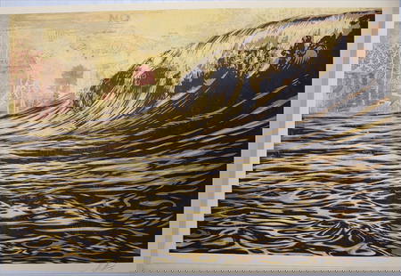 FAIREY, Shepard (1970): Dark Wave Sérigraphie signée et datée (légères pliures). Pièce encadrée. 91 x 61 cm