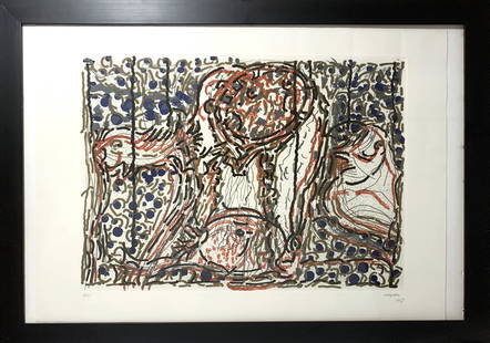 RIOPELLE, Jean-Paul (1923-2002): Honni soit qui mal y pense, 1987 Eau-forte originale en couleurs (pliures) 44,6 x 60 cm (image) Sur papier Arches : 56,2 x P75,5 cm 50 exemplaires numérotés Atelier du Scarabée,
