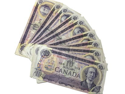MONNAIE CANADIENNE: 10 billets de banque du Canada de 1971. État de circulation.