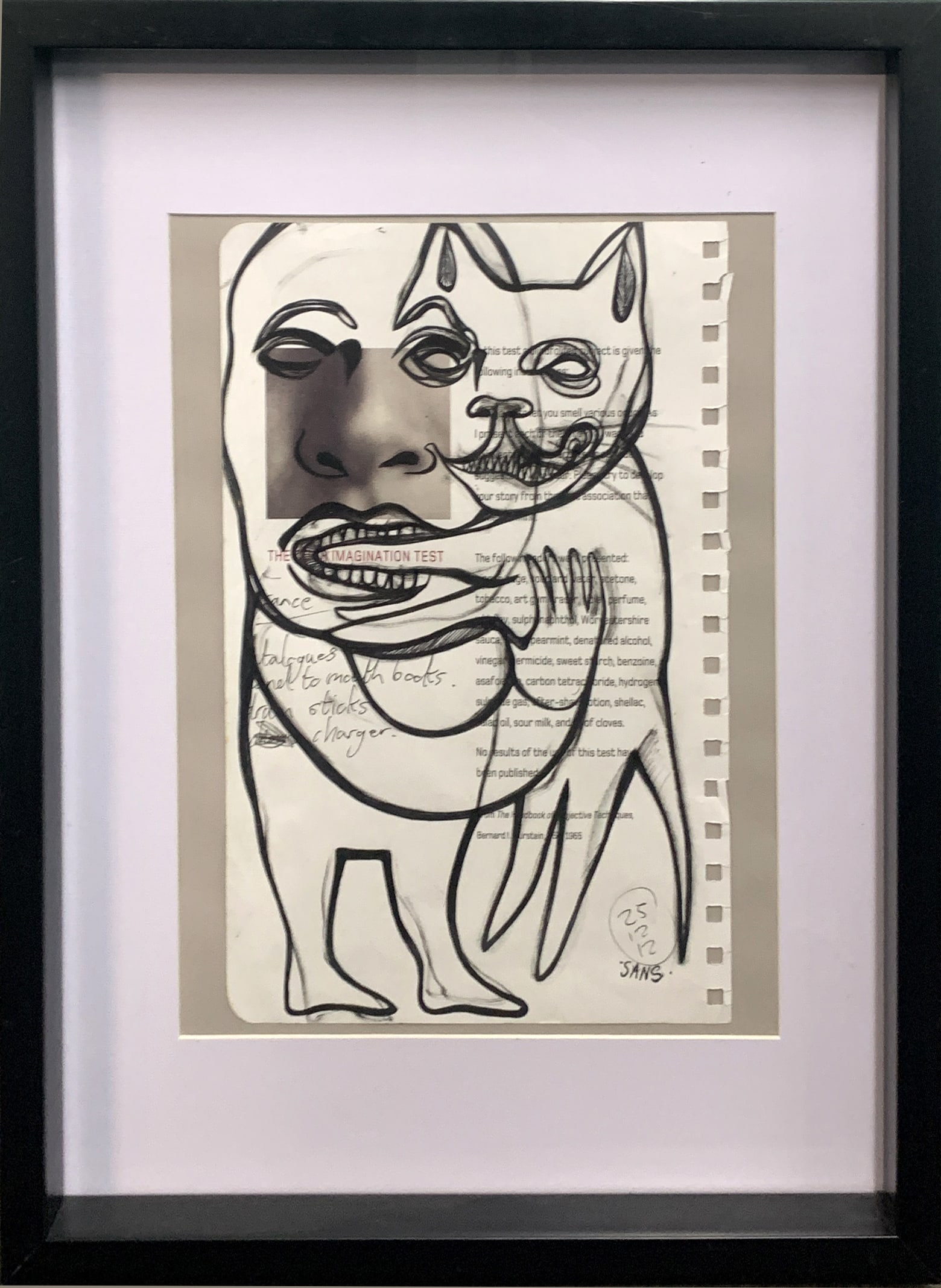 ÉCOLE AMÉRICAINE XXIe: The imagination test, 2012 Technique mixte signée Jim SANDERS. 14 po x 11 po