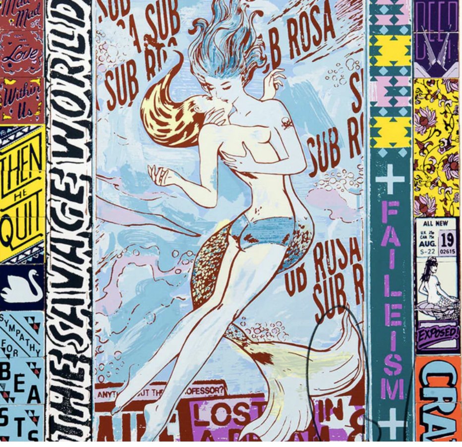 FAILE: Sub Rosa World, 2014: FAILE:Sub Rosa World, 2014. Sub Rosa World. Edition of 450. 28 x 24". 26 Color Silkscreen Print on 310gsm Coventry Rag (Deckle Edge)paper. Hand-signed and Stamped Faile 2014. Provenance: Acquired dire