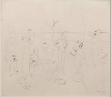 Pablo Picasso: Les Saltimbanques (The Acrobats), 1905/1913 Limited edition museum piece: Pablo Picasso: Saltimbanques from La Suite des Saltimbanques, 1905/1913. Engraved 1905 printed 1913.From the edition of 250. Printer: Louis Fort Publisher: Ambroise Vollard. Bloch 7; Geiser/Baer