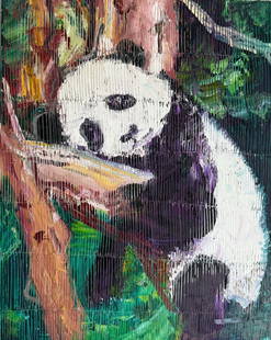 Hunt Slonem: Panda, 2016  Oil on Canvas: Hunt Slonem: Panda, 2016. Oil on Canvas. 30 x 24 w". Hand-signed by the artist. Signed Hunt Slonem on verso. Artist Catalogue raisonne number of authenticity inscribed on the verso. Fine Provenance: P