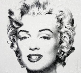 Mr.Brainwash: Diamond Girl, 2016. (Marilyn Monroe): Mr.Brainwash: Diamond Girl, 2016. (black) Featuring Marilyn Monroe. Silkscreen on paper. Edition 34/90. Private Collection, Jessica Leigh Collection, Bedford Art Gallery Brooklyn, New York.