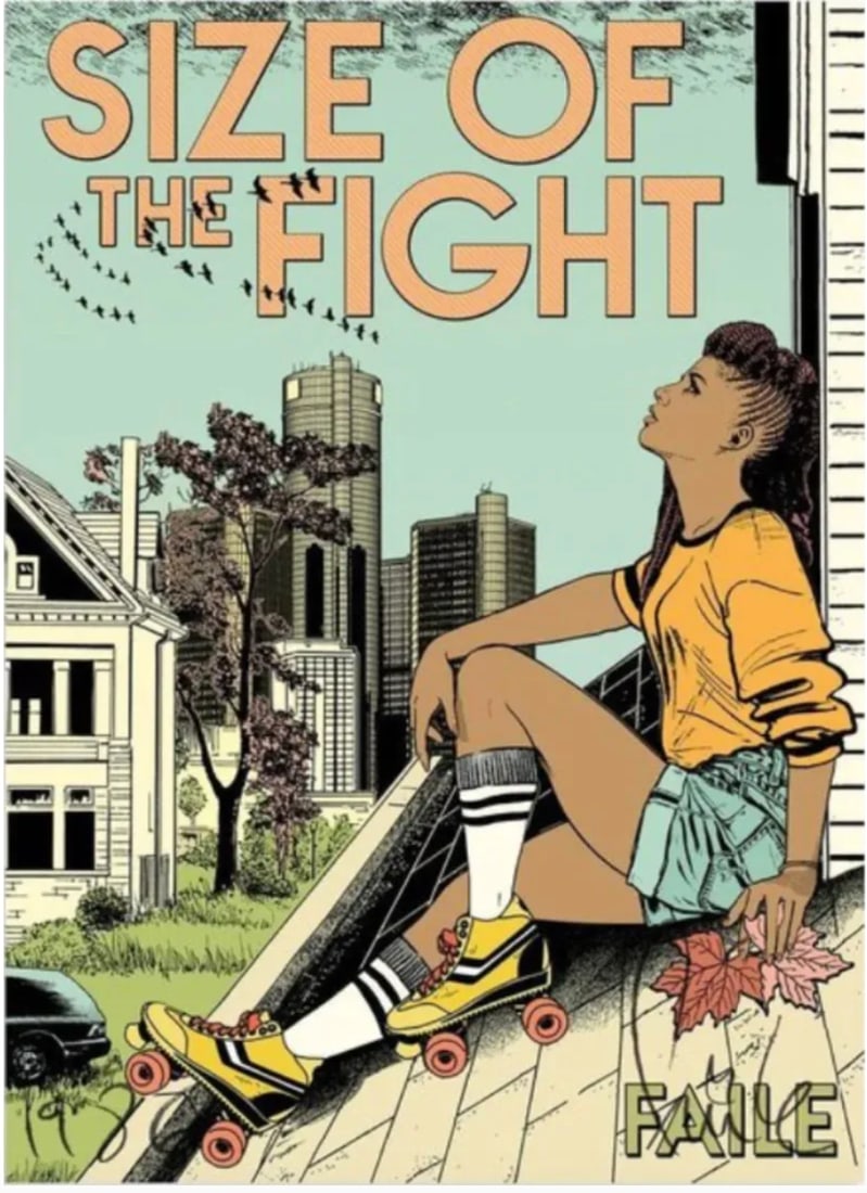 FAILE: Size of the Fight, 2017: FAILE: Size of the Fight, 2017. FAILE. 34 x 24.5". Hand-signed. Offset Lithograph Edition on 215gsm Mohawk Paper. Hand-signed From unumbered edition. The original painting for this print, The Size of