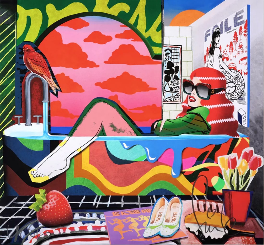 FAILE: Couture, 2022: FAILE: Couture, 2022. Archival Pigment Ink on Entrada 290gsm Cotton Rag. 26 x 24 in or 66 x 61 cm. Hand signed on recto. Numbered, dated, and stamped 73/300. Edition of 300. Acquired directly from the